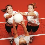 three women volleyball participants