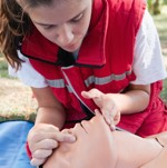 CPR participant and practice dummy