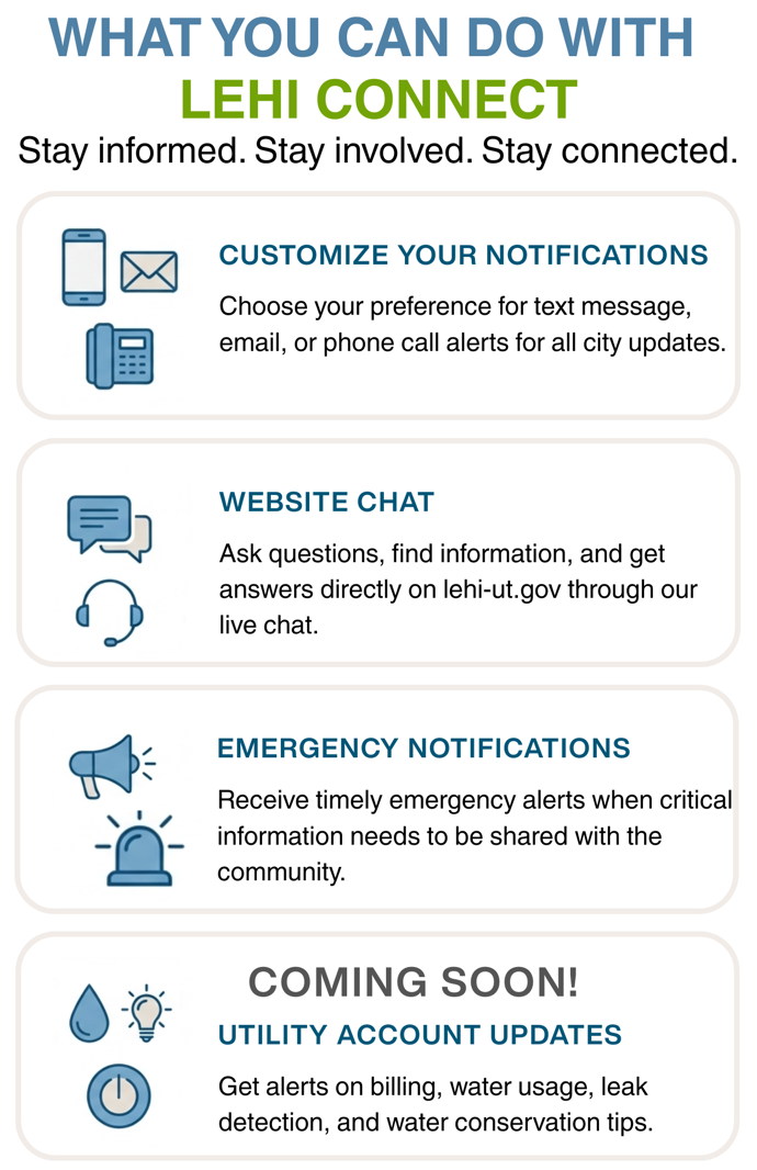 Lehi Connect features