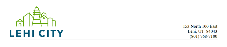 Lehi City Logo and address