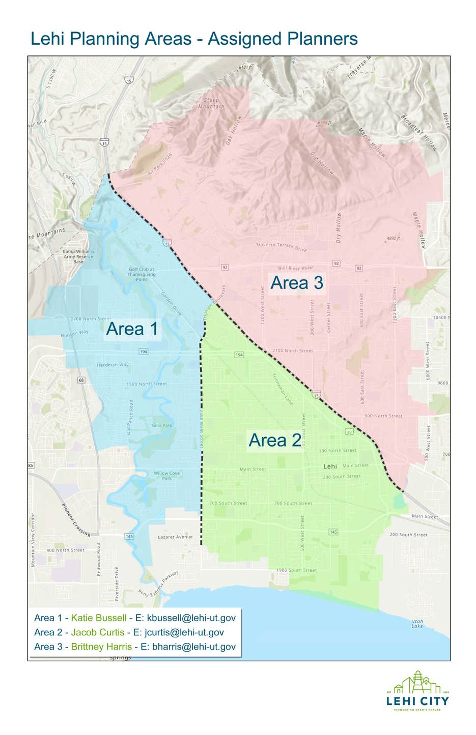 Lehi Planning Areas with assigned planners