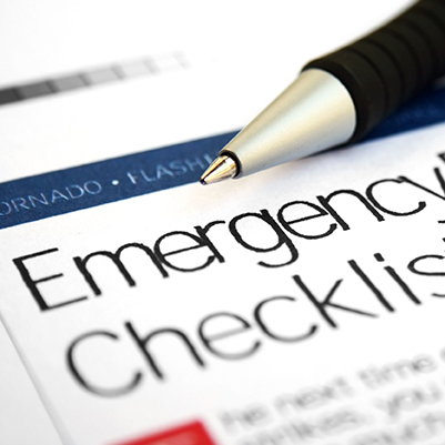 checklist sheet for emergencies