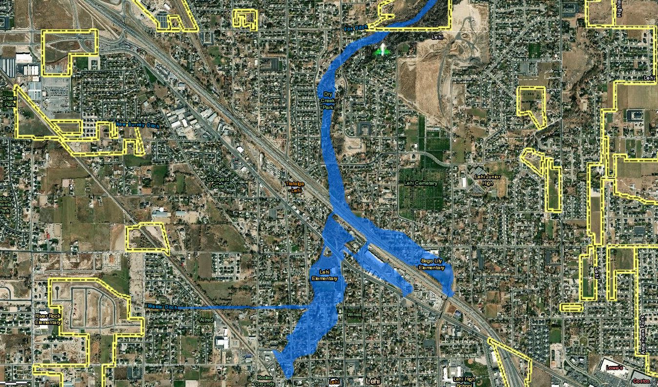 Map of flooding area