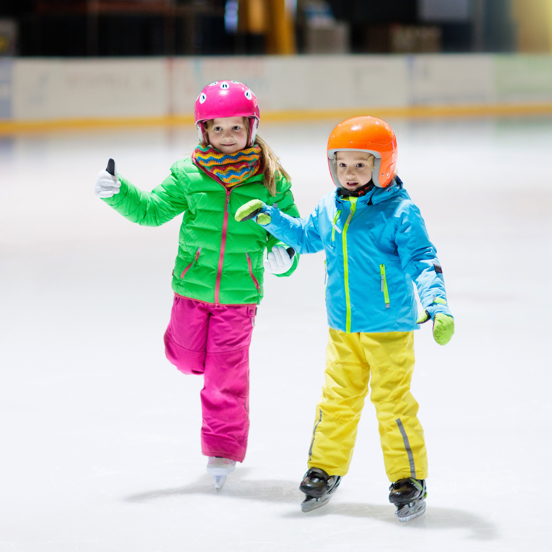 Kids ice skating.